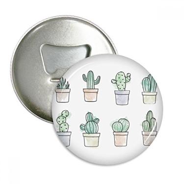 Imagem de Padrão de suculentas cacto ilustração de planta em vaso abridor de garrafa ímã de geladeira emblema multifuncional