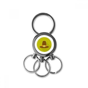 Imagem de Chaveiro de metal de aço inoxidável com padrão de chapéu formal para dia de Ação de Graças chaveiro de carro com clipe para presente, Multicolorido.