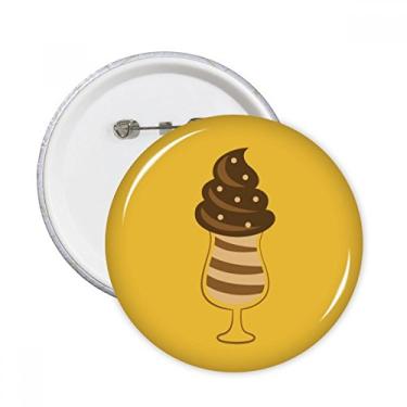 Imagem de Copo Chocolatey Doce Sorvete Padrão Alfinetes Redondos Emblema Botão Decoração de Roupas 5 Peças Presente