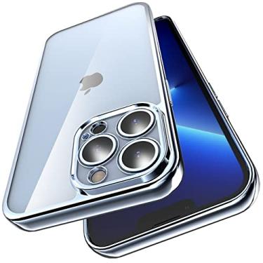Imagem de Capa de chapeamento de acrílico de luxo para iphone 13 pro max transparente capa dura tpu galvanizada para iphone 13pro max, yuanfengblue, para iphone 13 pro