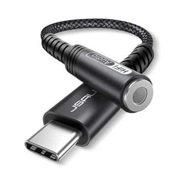 Imagem de JSAUX Adaptador USB tipo C para fone de ouvido fêmea de 3,5 mm, Dongle compatível com Pixel 4 3 2 XL, Samsung Galaxy S20 Ultra Z Flip S20+ Note 10 S10 S9 Plus, iPad Pro, Preto, 0.6ft