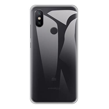 Imagem de Shantime Capa para Xiaomi Mi A2, capa traseira de TPU (poliuretano termoplástico) macio à prova de choque de silicone anti-impressões digitais capa protetora de corpo inteiro para Xiaomi Mi 6X (5,99 polegadas) (transparente)