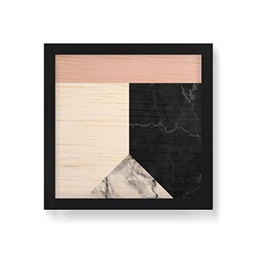 Imagem de Arte Maníacos Quadro Decorativo em Madeira Escandinava faixa Reta Rosa - 30x30cm (Moldura caixa em laca preta)