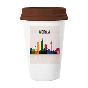 Imagem de Caneca com contorno dos arranha-céus da cidade da Austrália, copo de cerâmica de vidro para beber café