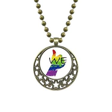 Imagem de DIYthinker LGBT Bandeira de arco-íris We Art Deco Presente Fashion Pingente Estrela Colar Corrente Lua Joias