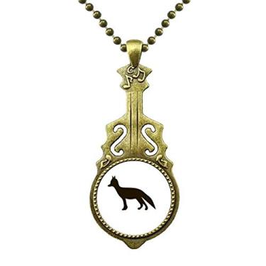 Imagem de DIYthinker Colar de raposa preta com retrato de animal fofo, joia antiga com pingente de música