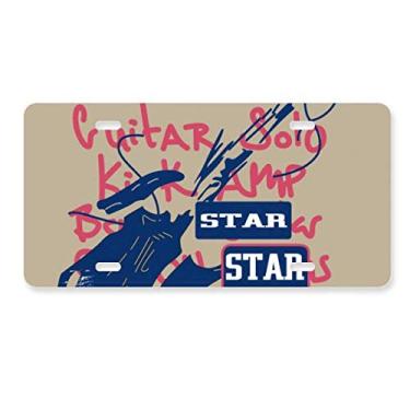 Imagem de DIYthinker Instrumento musical de guitarra com estampa de rabiscos, placa de licença para decoração de carro, acessório de aço inoxidável