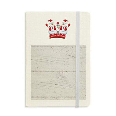 Imagem de Caderno de madeira branca com textura áspera de papel de parede natalino boneco de neve capa dura grossa