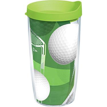 Imagem de Tervis Bolas de golfe e copo de taco com envoltório e tampa verde limão 473 g, transparente