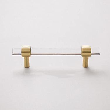 Imagem de Puxadores e puxadores de armário em acrílico transparente, gaveta dourada, móveis de peito, puxadores de porta de luxo, puxadores de cozinha de banheiro, acrílico L 140 mm 96 mm