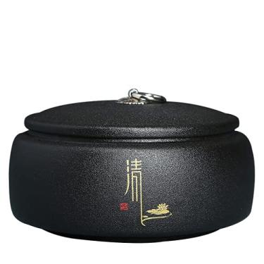 Imagem de Potes de chá selados de cerâmica preta de 17 cm, pote de chá selado, caixa de chá Kung Fu