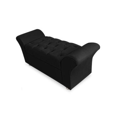 Imagem de Calçadeira Baú Veneza Para Cama Casal 140 cm Suede Preto LM DECOR