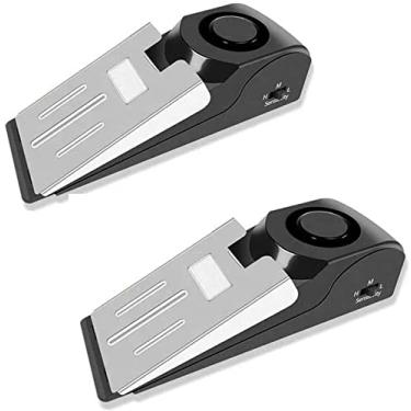 Imagem de Alarme de batente de porta, alarme de segurança portátil 120 dB sirene alto batente de porta de segurança cunha alerta de intruso para viagem casa apartamento casa - 2 pacotes