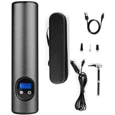Imagem de Bomba Compressor de Ar Portátil para Rodas e Pneus, Mini Bomba de Pneu Sem Fio Inflador Elétrico Portátil para Carro, Recarregável 2000mAh com Luz LED Digital LCD para Motocicleta, Bicicleta, Carro (Cinza)