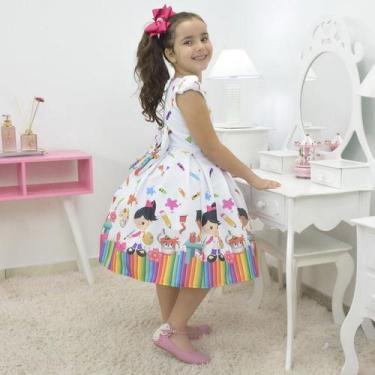Imagem de Vestido Infantil Aquarela Pintando O Sete Abc - Moderna Meninas