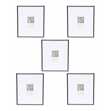 Imagem de Kit 5 Porta Retrato em Metal Vidro Foto 20x25 Moldura Preto