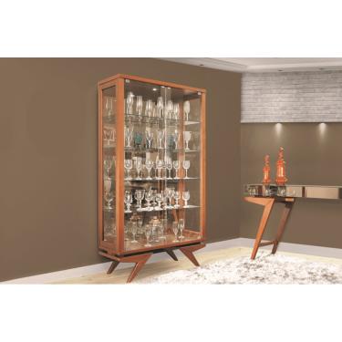 Imagem de Cristaleira de Vidro e Madeira com Puxador Cristal - Pérola - Móveis Montanhês