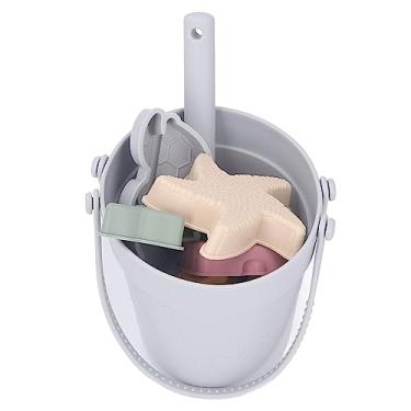 Imagem de Conjunto de Brinquedos de Balde de Praia para Crianças, Fácil de Limpar Silicone Reutilizável Conjunto de Brinquedos de Praia para Crianças Duráveis ​​para o Verão (Cinza)