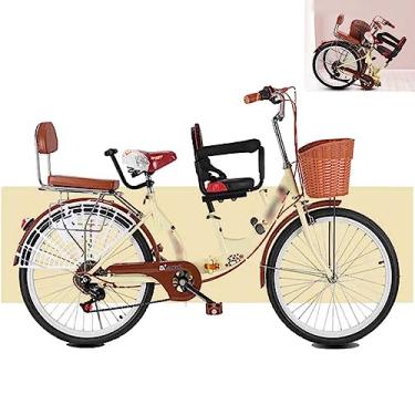 Imagem de Bicicleta leve para dois com engrenagens ajustáveis, rodas de 61 cm, bicicleta dobrável em tandem da cidade, assentos de bicicleta para conforto, altura ajustável, compacto, amarelo