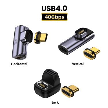 Imagem de Adaptador Magnético 4.0 USB-C 40Gbps Macho Fêmea Video Audio