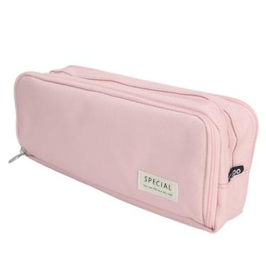 Imagem de Estojo para Lápis, Bolsa para Lápis de Grande Capacidade, Tela Fácil de Limpar, Portátil para Estante e Escritório (Rosa)