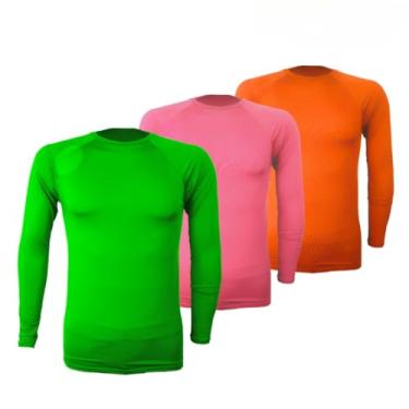 Imagem de 3 Unidades Camiseta Térmica Segunda Pele Proteção Solar UV50+ Unissex fitness Snugg (GG, Verde N-Rosa N-Rosa N)