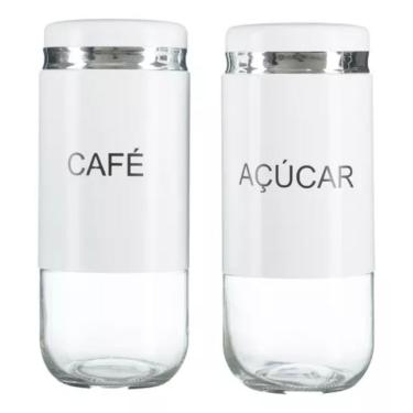 Imagem de Porta Mantimentos Açúcar e Café Organizador 2 Potes Vidro