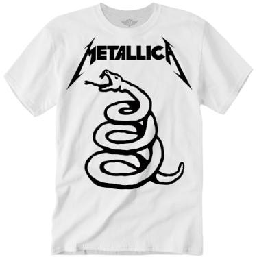 Imagem de Camiseta Metallica bandas rock metal cor branca malha 100% algodão penteada básica