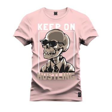 Imagem de Camiseta Plus Size Unissex 100% Algodão Estampada Premium Keep Cool Cavera Rosa G2