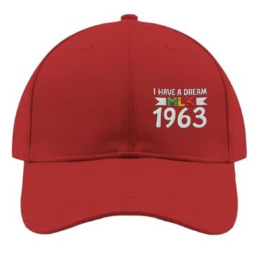 Imagem de Boné de beisebol I Have A Dream MLK 1963 Trucker Hat for Women Fashion Bordado Snapback, Vermelho, Tamanho Único