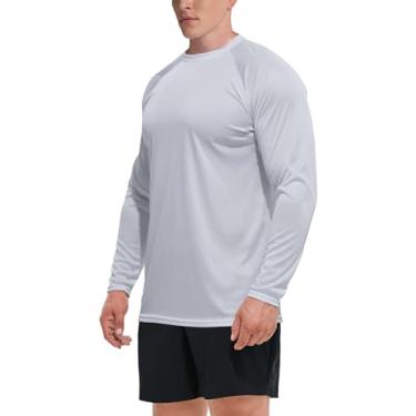 Imagem de GKVK Camiseta masculina FPS 50+ para pesca, Rash Guard, manga comprida, secagem rápida, para corrida, natação, Cinza, GG