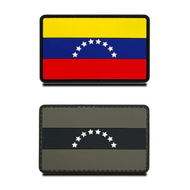 Imagem de 2 peças de borracha PVC 3D emblema da bandeira nacional da Venezuela, material resistente e sólido, emblema tático venezuelano com gancho para roupas, mochila, uniforme colete, motociclista, viagem