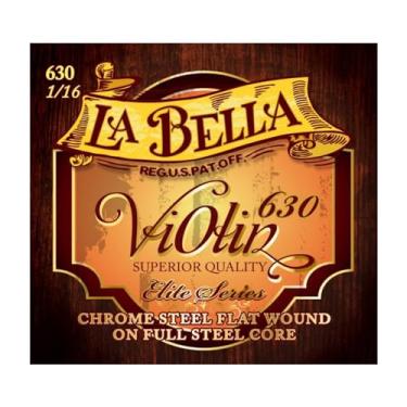 Imagem de La Bella Conjunto de cordas para violino 630-1/16 Elite Chrome Steel Flat Wound Full Steel E-631-G-634