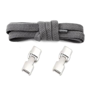 Imagem de Elastic Laces Sneakers Hook Locks Shoelaces Without Ties Wide Flats Creative No Tie Shoe Laces Kids Adult Shoelace (Color : Dark gray)