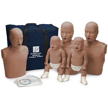 Imagem de Prestan Family Pacote de Manequins RCP (2 adultos, 1 criança, 2 bebês) pele escura com monitores de frequência