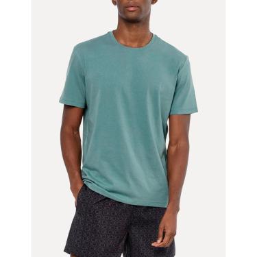 Imagem de Camiseta Calvin Klein Swimwear Masculina C-Neck Shoulder Verde Médio-Masculino