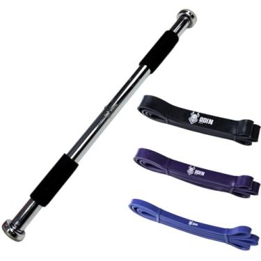 Imagem de Barra para Porta Cromada + Kit Super Band 3 Intensidades para Treino em Casa Odin Fit