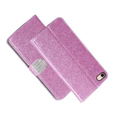 Imagem de shingtomua Capa para iPhone SE 3/2 (edição 2022/2020), iPhone 7/8 com glitter, suporte para cartão, capa dobrável magnética de couro macio para iPhone 7/8 de 4,7 polegadas (rosa)