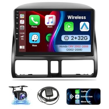 Imagem de Leadfan Rádio estéreo automotivo para Honda CRV 2002-2006 com Apple CarPlay Android Auto sem fio, tela sensível ao toque IPS de 9 polegadas, suporta navegação GPS WiFi/Bluetooth 5.1/link