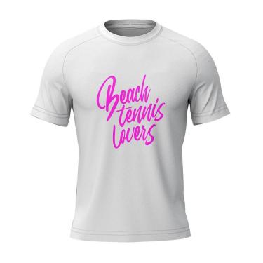 Imagem de Camiseta Beach Tennis Lovers Aero Dry Uv50 Branca E Rosa Alma Genius-Unissex