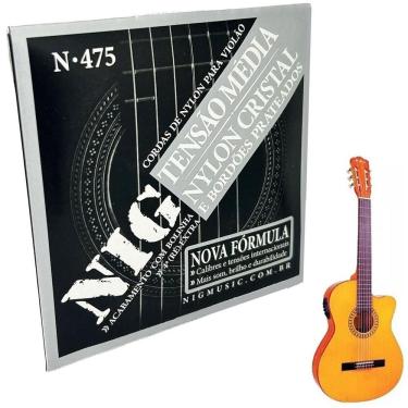 Imagem de Jogo de cordas nylon violão tensão média nig n475 bolinha