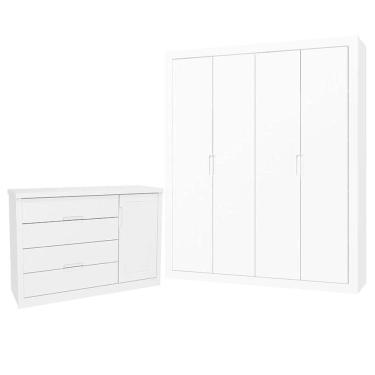 Imagem de Guarda Roupa e Cômoda Infantil Tutto New Branco Acetinado - Matic