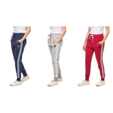 Imagem de KIT COM 03 CALÇAS DE MOLETOM FEMININA WOOKS SARUEL SKINNY SPORT LUXO-azulmarinho-cinzaclaro-vermelho-Feminino