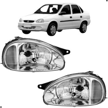 Imagem de Par de Faróis com Pisca Cristal para Corsa Pick-up, Wind, Sedan, Classic e Wagon 1994 a 2003