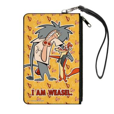 Imagem de Buckle-Down Warner Bros. Animation Zip Around Wallet, I Am Weasel IR Baboon Pose e logotipo do título amarelos, tela, Amarelo, LARGE, Casual
