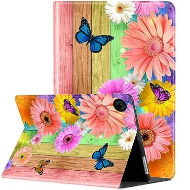 Imagem de Capa para iPad de 10,2 polegadas (2021/2020/2019)/iPad Air 10,5 "2019/iPad Pro 10,5 polegadas, suporte multiângulo com capa de proteção automática hibernar/despertar - margarida colorida e borboletas