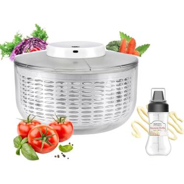 Imagem de Spinner elétrico de salada, 6L de alface, secador de vegetais de salada de grande capacidade, lavadora de salada de frutas, secador giratório para cozinha doméstica, lavagem e secagem de vegetais