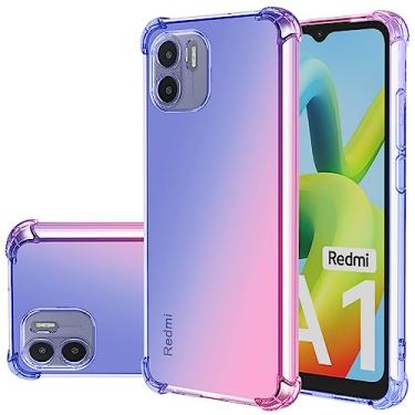 Imagem de Gufuwo Capa para Redmi A1, Redmi A2 220733SI Capa fofa para meninas e mulheres, capa protetora à prova de choque de TPU macio antiarranhões gradiente para Xiaomi Redmi A1 (azul/rosa)