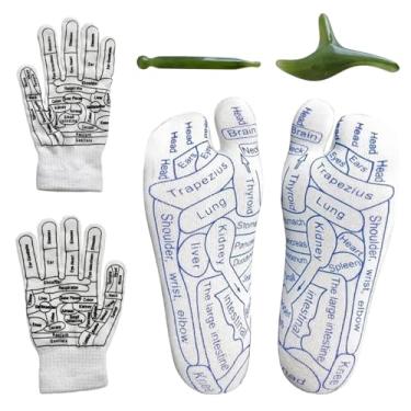 Imagem de XINXINGDINGSHENG Meias de reflexologia com ferramentas, meias de massagem de acupuntura, alívio da dor para alívio da dor, meias de acupressão nos pés com luvas para tamanho feminino