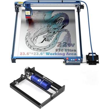 Imagem de SCULPFUN S30 Ultra 22W Gravador a Laser com Rolo Giratório de Laser, Cortador a Laser com Assistência Inteligente de Ar para Madeira, Metal e Acrílico, Área de Trabalho de 600 * 600 mm